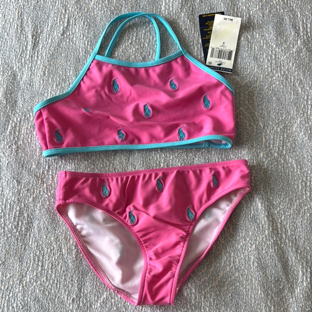 Ralph Lauren Pink and Blue Kids Swim Bikini